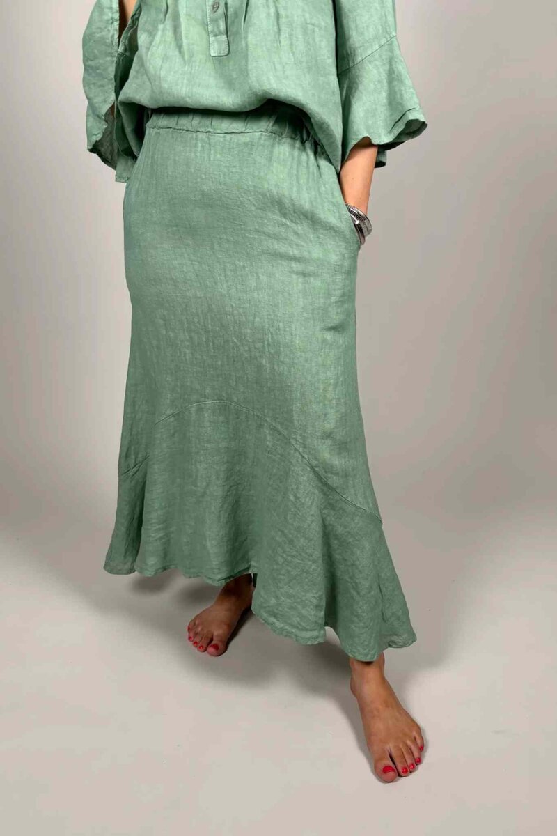 Amanda-Linnekjol-Dam-Avocado-Camicia--Smilebutiken-1