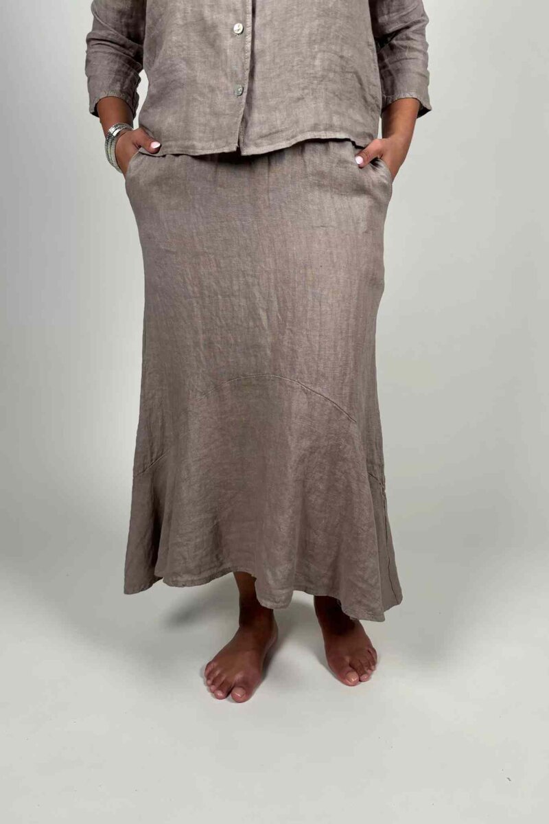 Amanda-Linnekjol-Dam-Taupe-Camicia--Smilebutiken-1