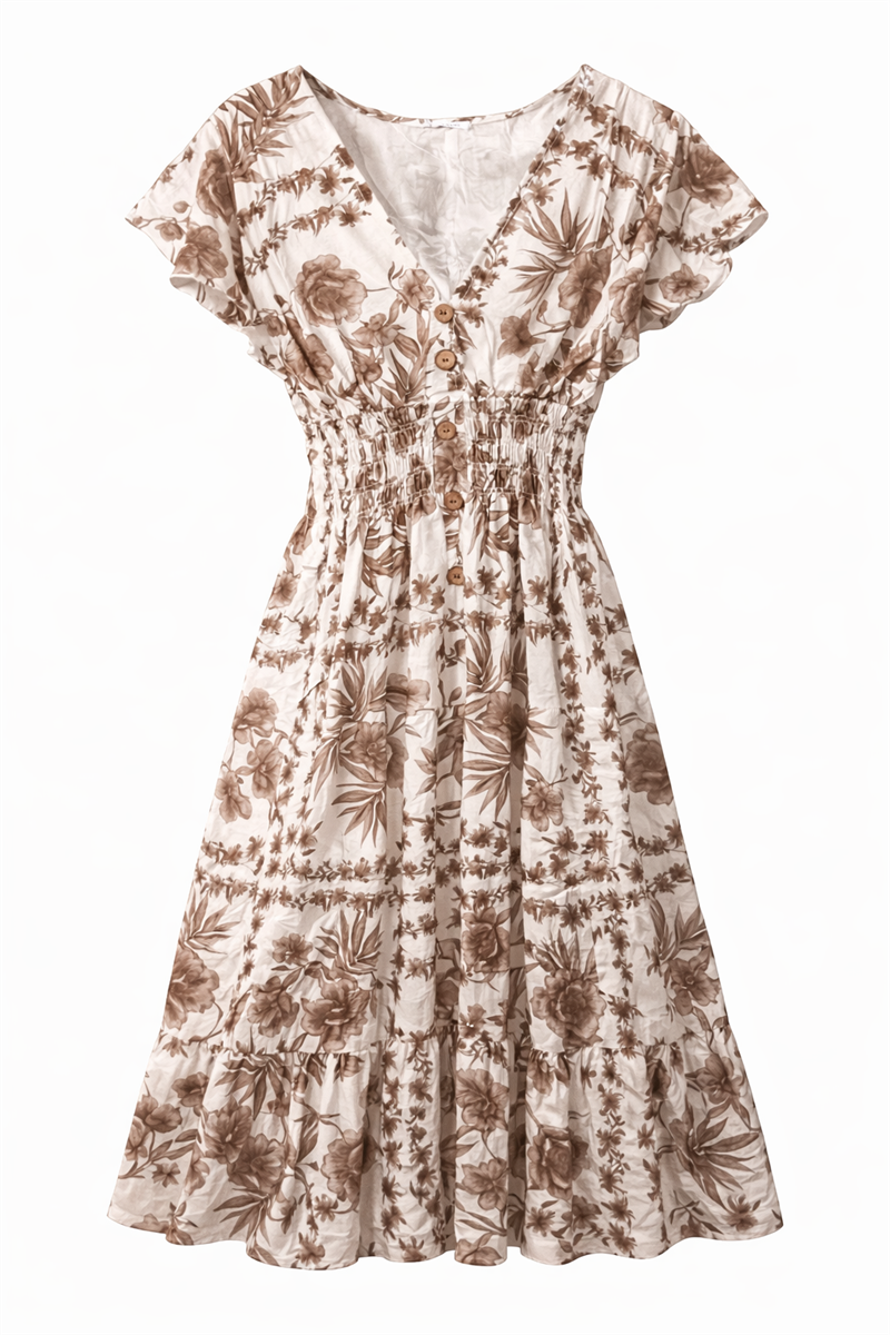 Annalise Kort Klänning Dam Taupe Caramelle | Smilebutiken