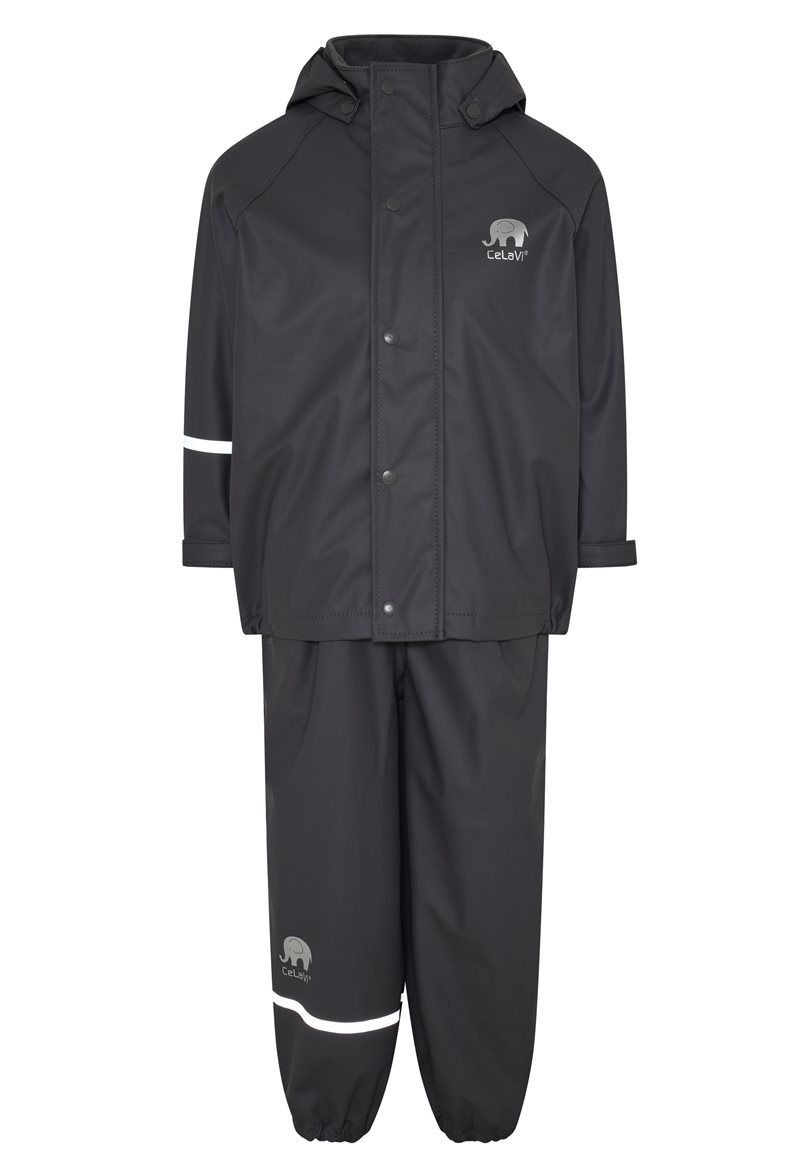 Celavi Basic Rainwear Set Black Ofodrat regnset Barn