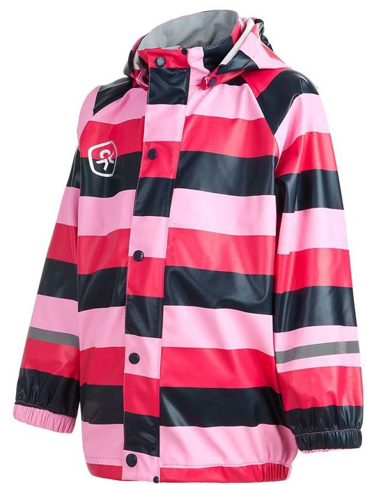 Color Kids Batley PU Jacket Bright Rose Randig Ofodrad Regnjacka Barn