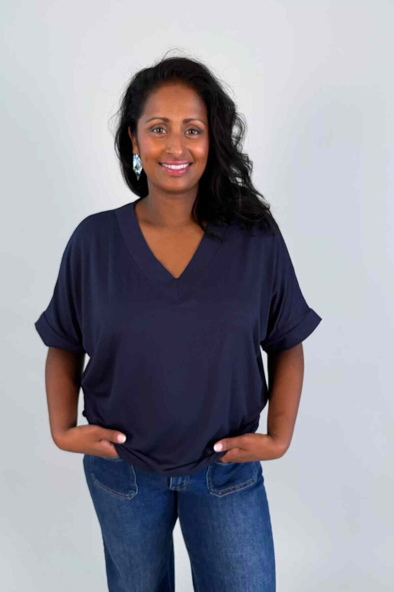 Camicia-Line-V-ringad-T-shirt-Dam-Marine-1