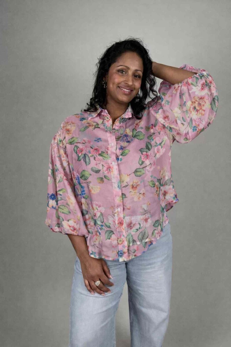 Camicia-Nova-Blus-med-Puffarm-Dam-Pink-1