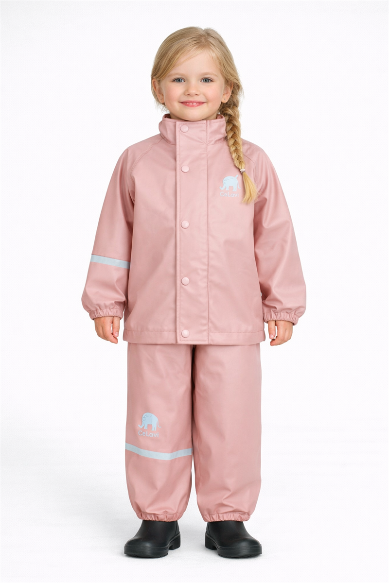 CeLaVi Basic Rainwear Set Misty Rose Ofodrat regnset Barn