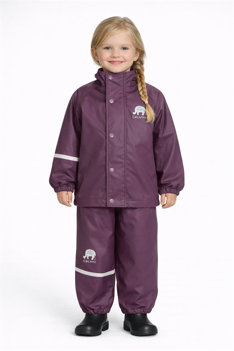 Celavi Basic Rainwear Set Blackberry Wine Ofodrat regnset Barn