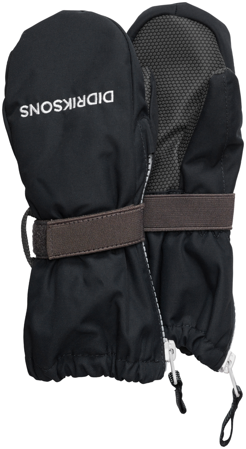 Didriksons Biggles ZIP Mittens Barn Black SMILE.