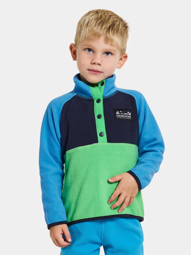 Didriksons-Monte-Fleecetroja-med-knappar-Barn-Frog-Green-1