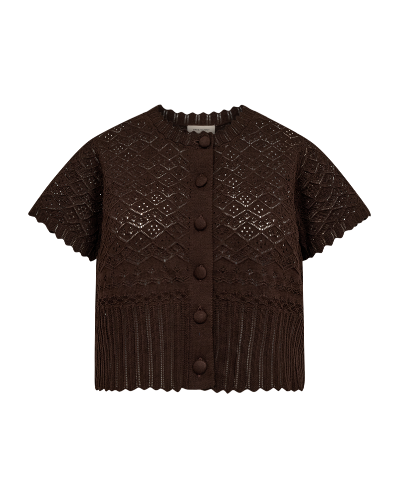 Dodo-Kortarmad-Cardigan-Dam-Coffee-Bean-Freequent--Smilebutiken-1