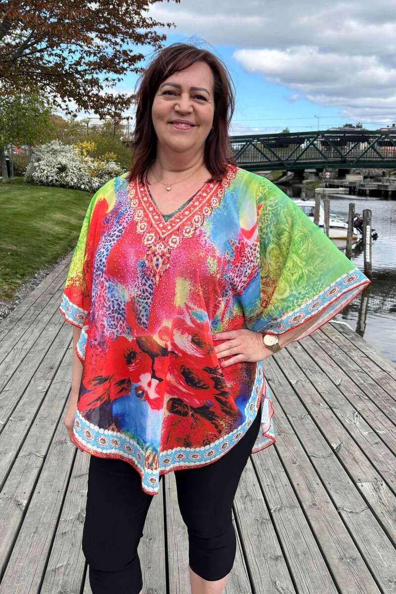Emeraude Kendra V-ringad Strandtunika Dam Multi Color