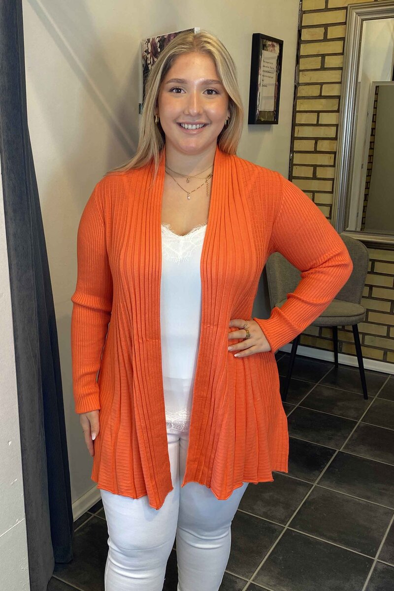 Freequent Claudisse Long Cardigan Dam Hot Coral