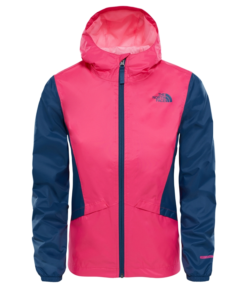 Girls Zipline Rain Jacket Pettiocoat Pink Blue Wing Teal Junior North Face