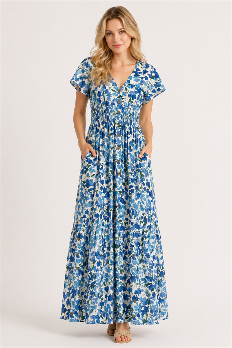 Gloria Långklänning Dam Blue Caramelle | Smilebutiken