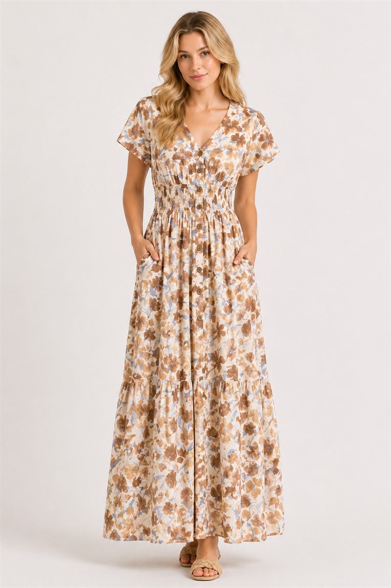 Gloria Långklänning Dam Brown Caramelle | Smilebutiken