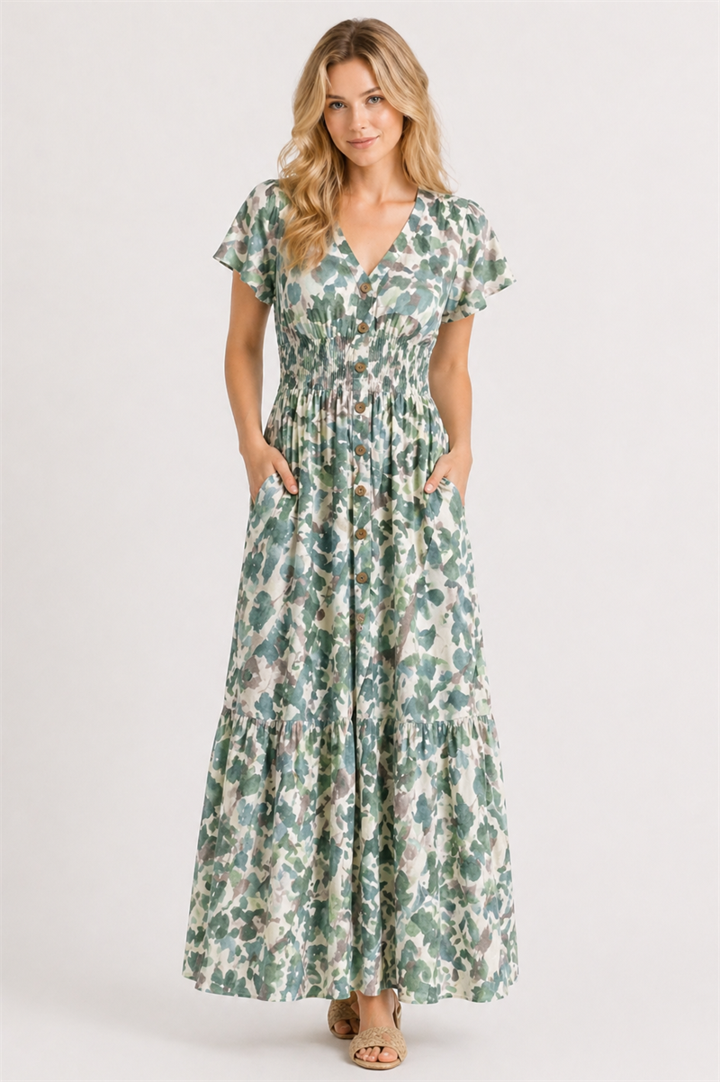 Gloria Långklänning Dam Green Caramelle | Smilebutiken