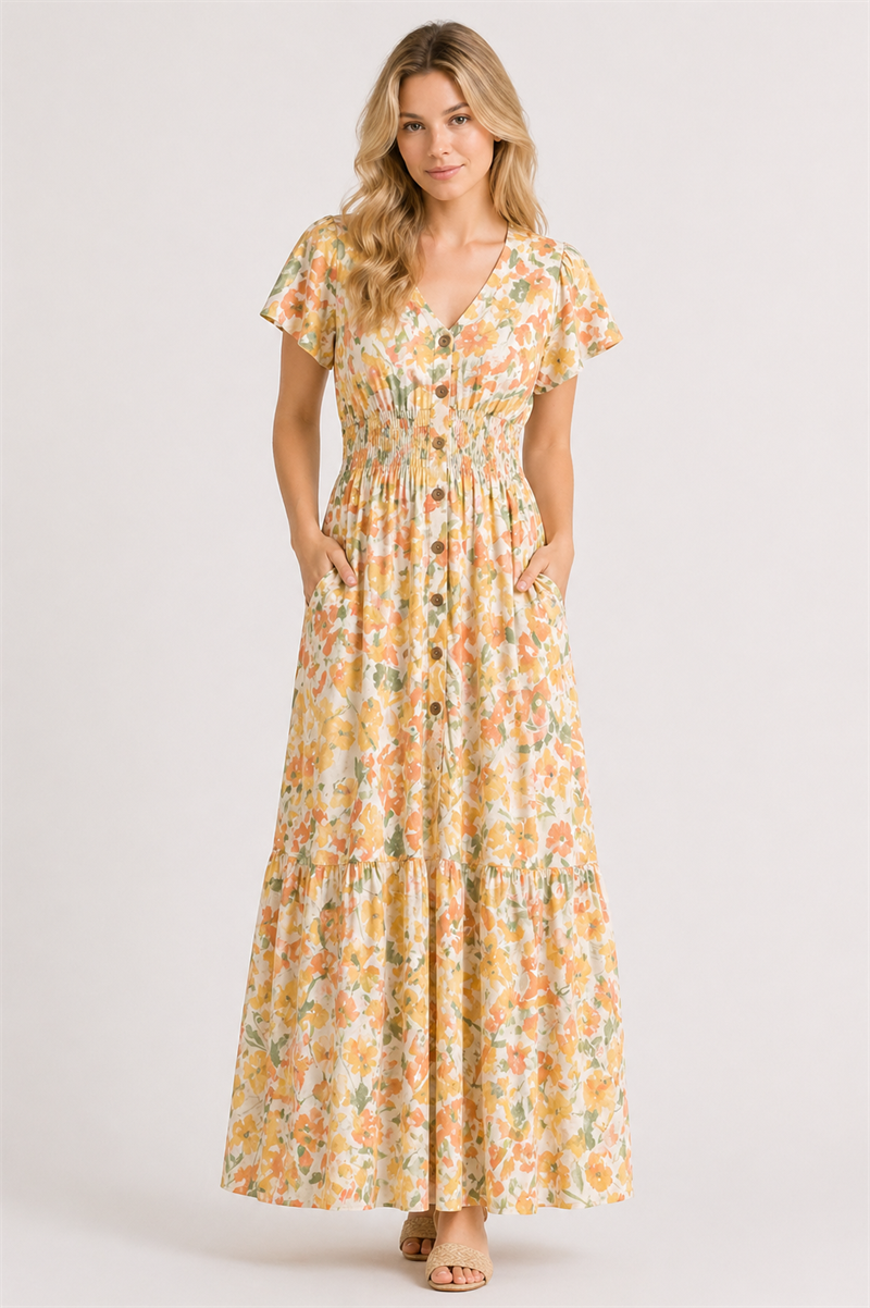 Gloria Långklänning Dam Yellow Caramelle | Smilebutiken