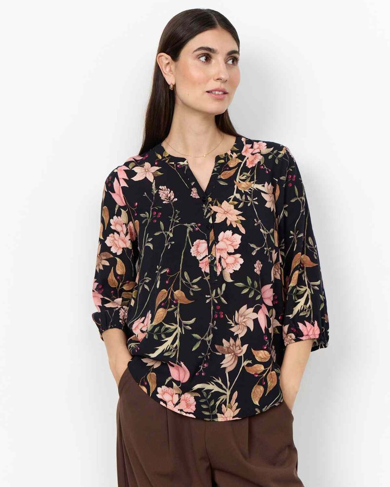 Grace 2 Blommig Blus Dam Black Combi Soyaconcept | Smilebutiken