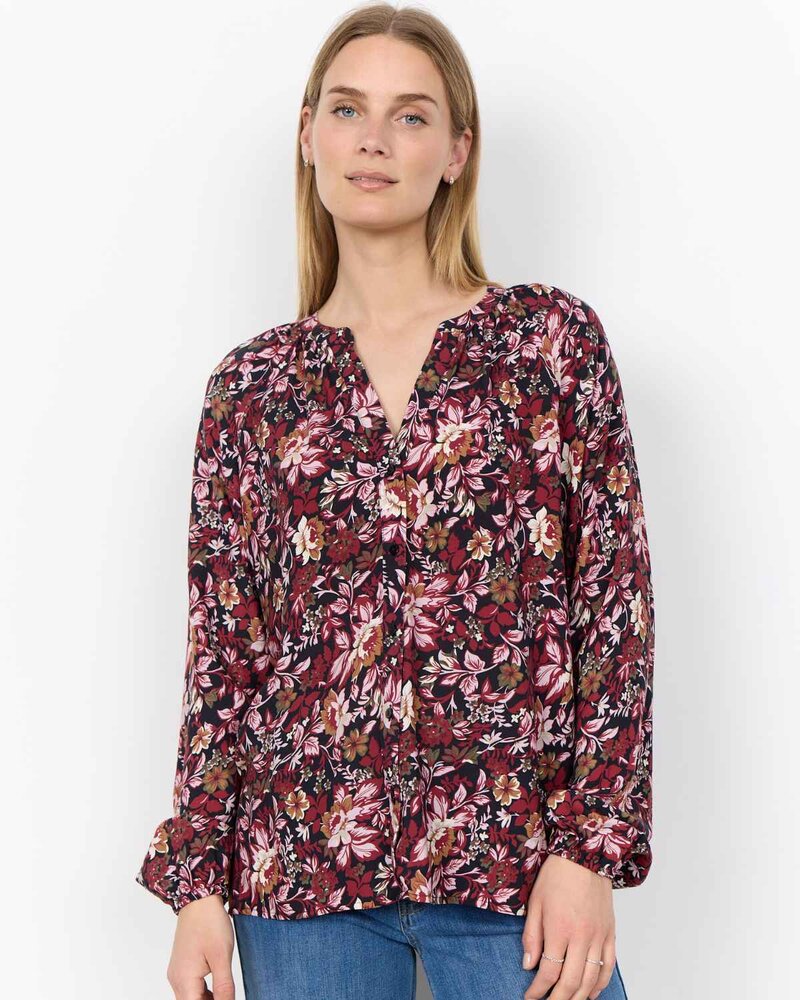 Halbin-1-Blommig-Skjortblus-Dam-Madder-Brown-Combi-Soyaconcept--Smilebutiken-1