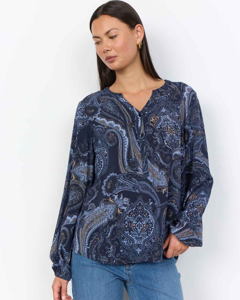 Halna-2-Paisleymonstrad-Blus-Dam-Navy-Combi-Soyaconcept--Smilebutiken-1