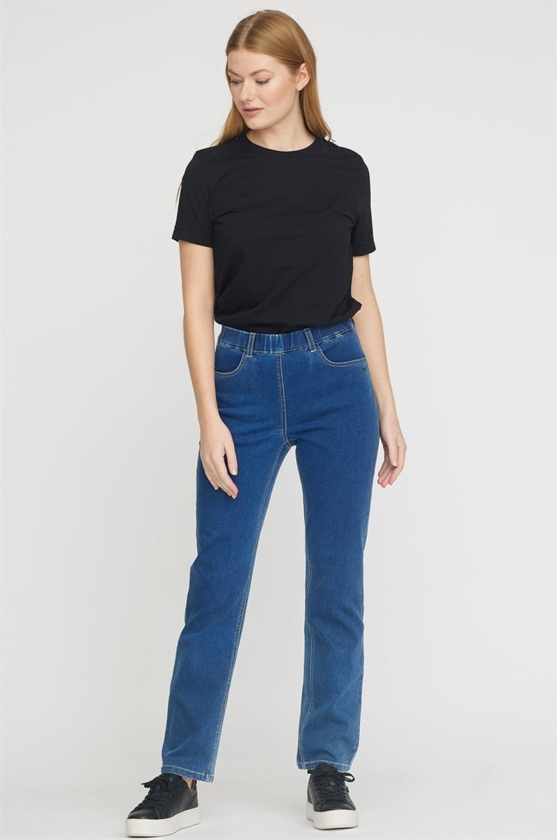 LauRie Kelly SL Rak Jeans Dam Mellanblå