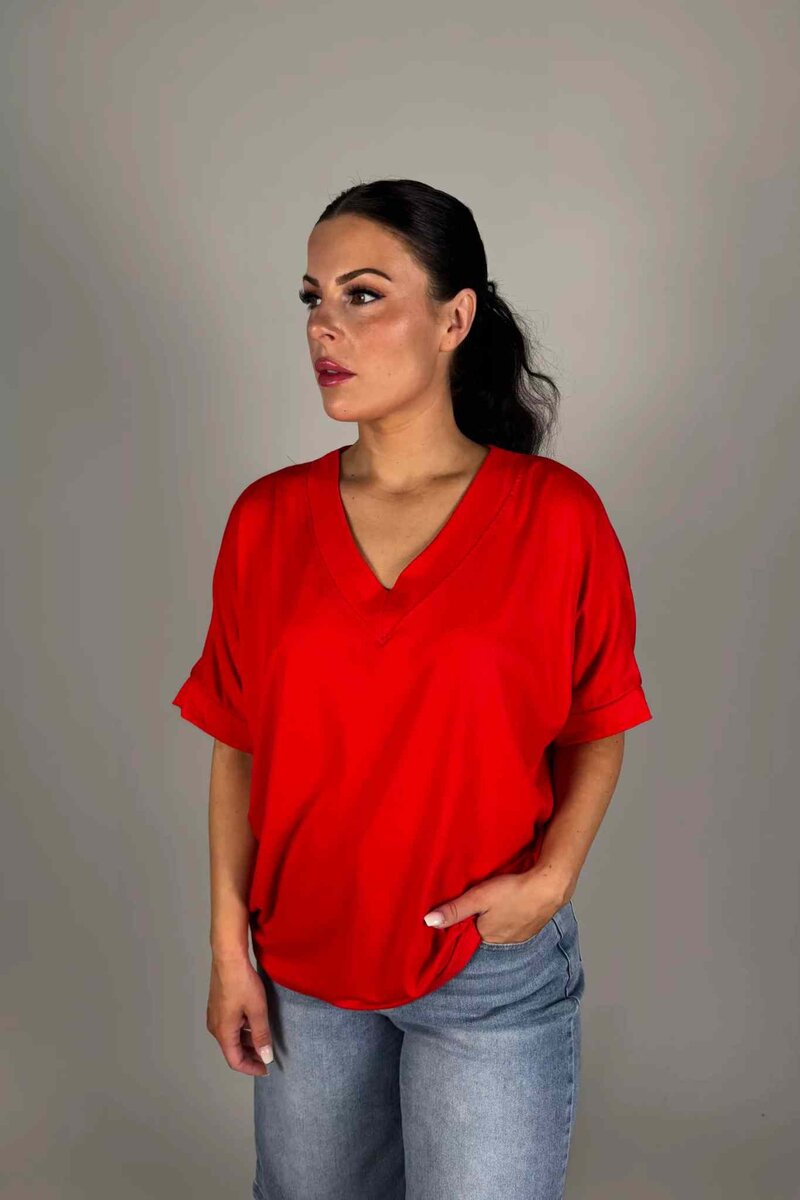 Line-V-ringad-T-shirt-Dam-Rod-Camicia--Smilebutiken-1