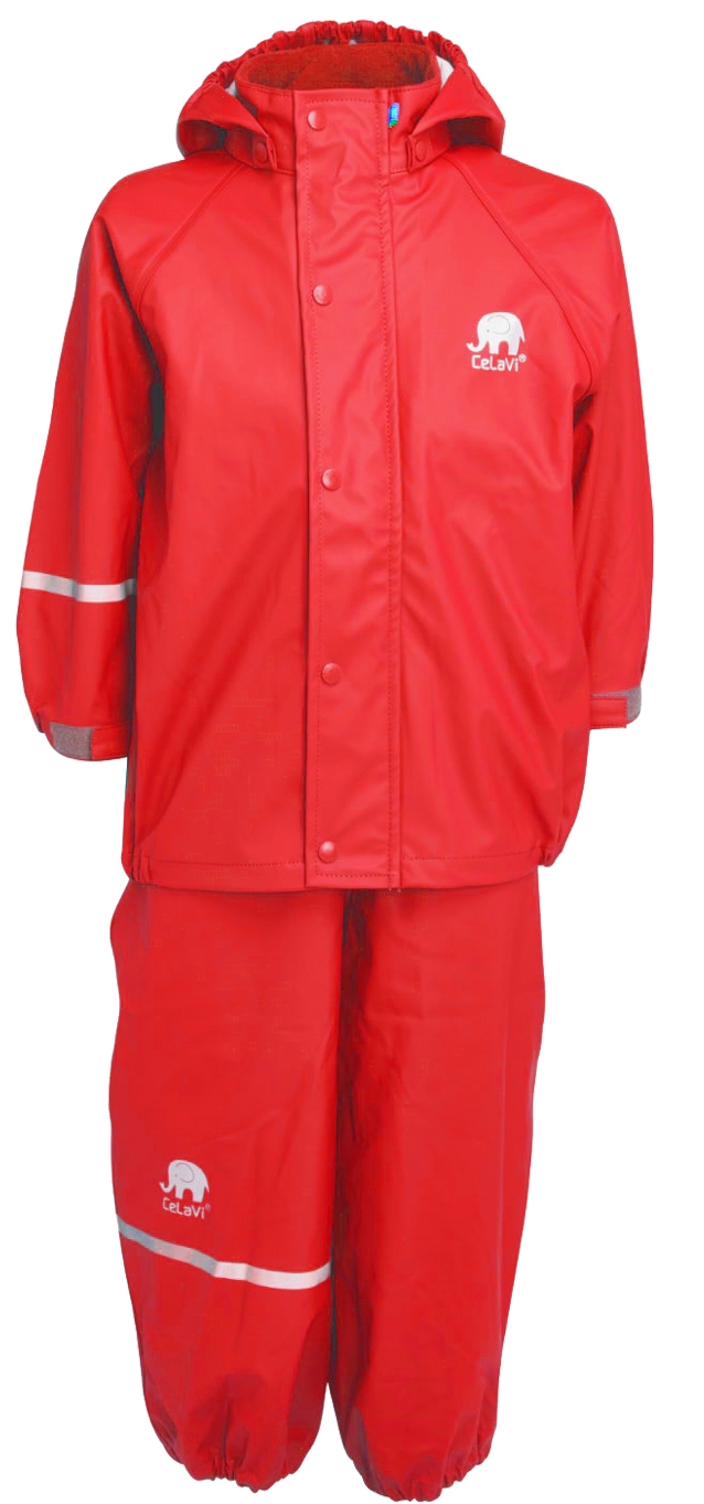Celavi Basic Rainwear Set Red Ofodrat regnset Barn