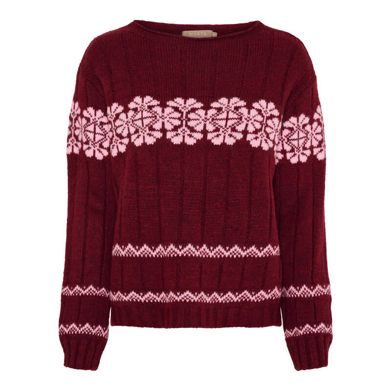 Marta-du-Chateau-Bruna-Stickad-Troja-Dam-Bordeaux-Pink-1