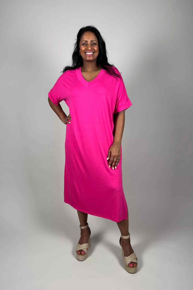 Nora-V-ringad-Klanning-Dam-Cerise-Camicia--Smilebutiken-1
