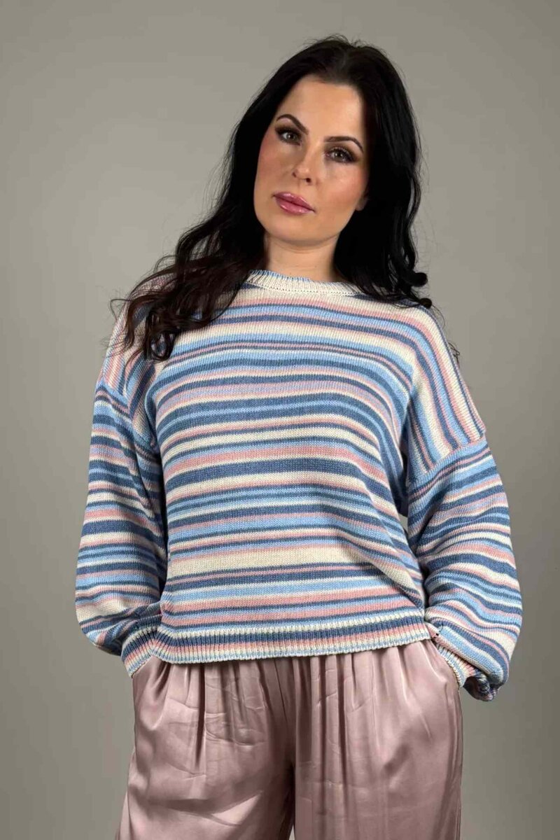 Phoebe-Stickad-Troja-Dam-Bla-Camicia--Smilebutiken-1