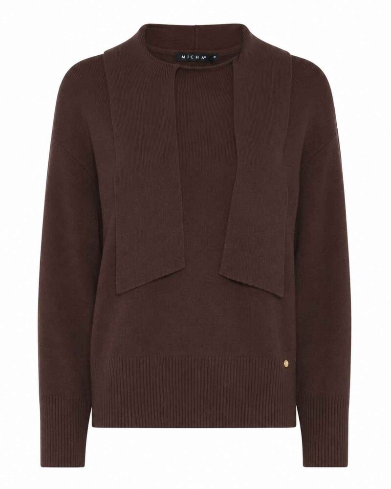 Sloane-Pullover-Med-Halsknyt-Dam-Brown-Micha--Smilebutiken-1