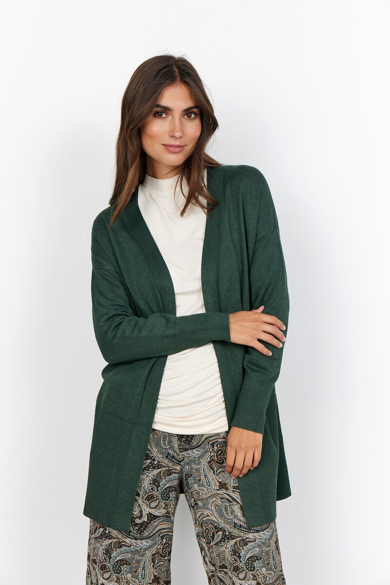 Soyaconcept-Dollie-Lang-Cardigan-Forrest-Green-Melange-Dam-3