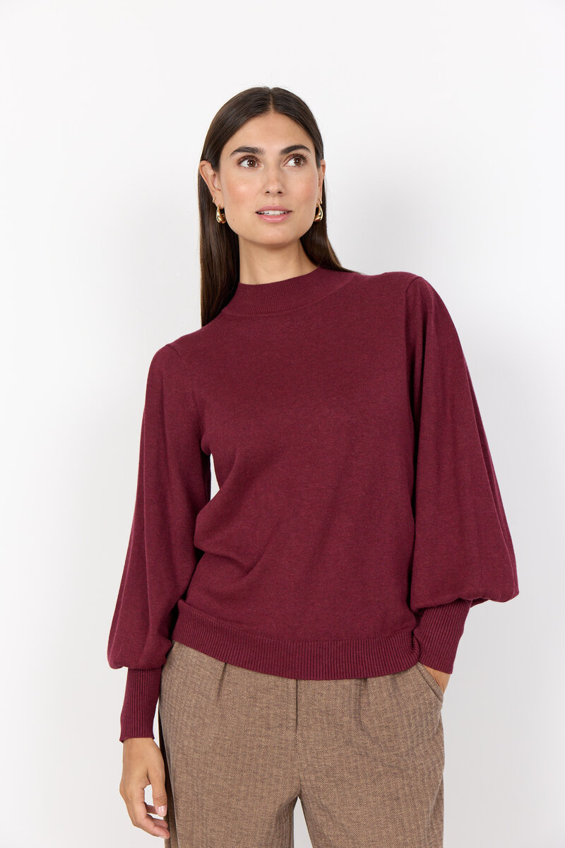 Soyaconcept-Dollie-Puffarm-Pullover-Dam-Dark-Red-Melange-1
