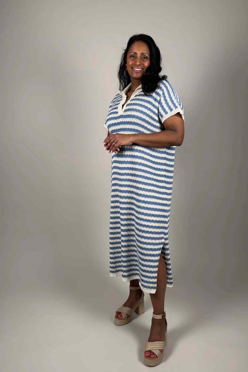 Tekla-Stickad-Klanning-Dam-Bla-Camicia--Smilebutiken-1