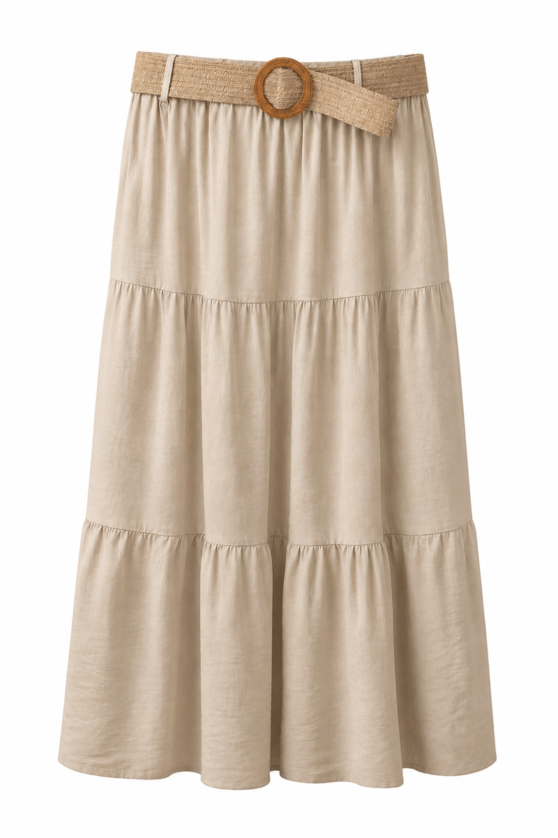 Vivichy Yolanda Kjol med Skärp Dam Beige