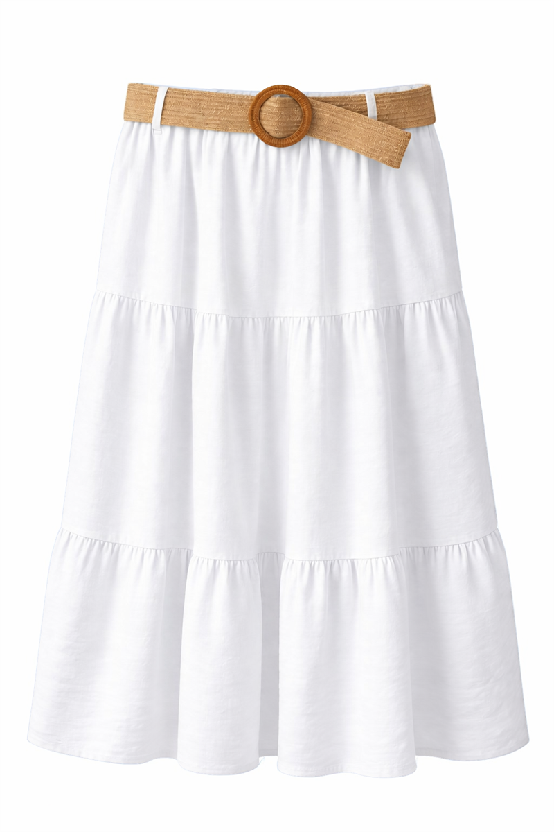 Vivichy Yolanda Kjol med Skärp Dam White