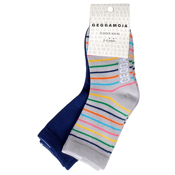 Geggamoja 2-pack Strumpor Barn Multistriped Grey