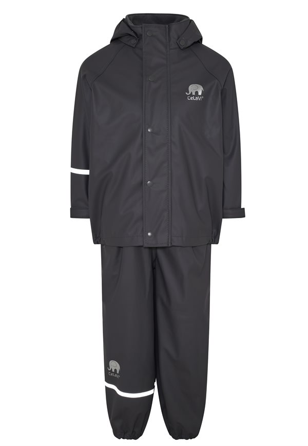 Celavi Basic Rainwear Set Black Ofodrat regnset Barn