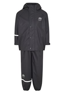 Celavi Basic Rainwear Set Black Ofodrat regnset Barn