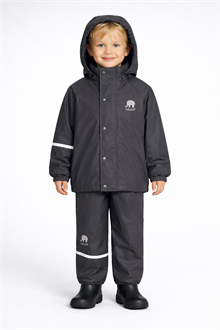 Celavi Basic Rainwear Set Black Ofodrat regnset Barn