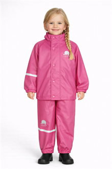 Celavi Basic Rainwear Set Real Pink Ofodrat regnset Barn
