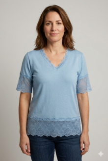 Chica-London-Blake-Kortarmad-Topp-med-Spets-Dam-Light-Blue-1