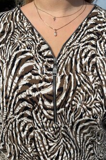 Chica-London-Miley-V-ringad-Topp-med-Zip-Dam-Taupe-2