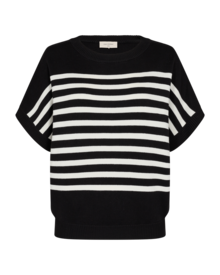 Freequent-Ani-Kortarmad-Pullover-Dam-Black-w.-OffWhite-1