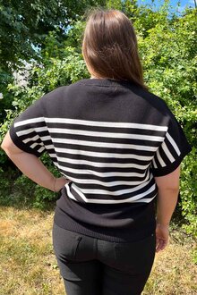 Freequent-Ani-Kortarmad-Pullover-Dam-Black-w.-OffWhite-6