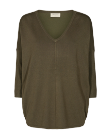 Freequent Jone V-Ringad Tröja Dam Olive 1