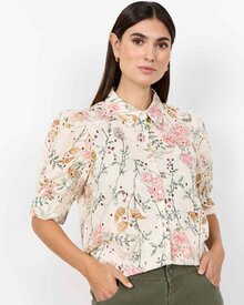 Geddi-1-Kortarmad-Skjortblus-Dam-Cream-Combi-Soyaconcept--Smilebutiken-1