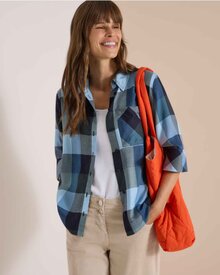 Gracie-Rutig-Skjorta-Dam-Urban-Dark-Blue-Cecil--Smilebutiken-1