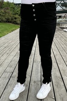 Karostar-Jeans-2-Med-Blingknappar-Dam-Black-4
