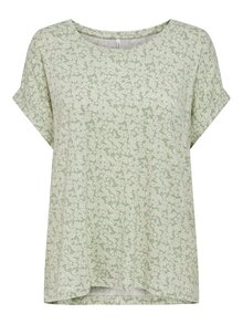 ONLY-Moster-T-shirt-Dam-Gron-Med-Blommor